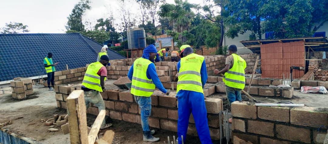 Construction workers on site in Kigali Rwanda