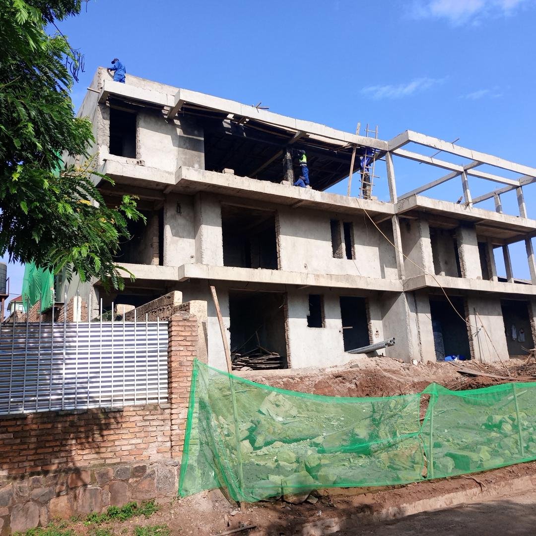 Concrete frame of a multi-storey building under construction in Kigali Rwanda